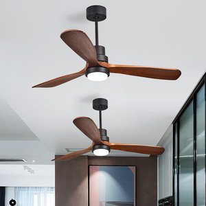 <span class=keywords><strong>Ventilateur</strong></span> de <span class=keywords><strong>plafond</strong></span> LED moderne nordique <span class=keywords><strong>avec</strong></span> lumière, 52 pouces, en métal, 3 pales en bois massif, télécommande, OEM ODM - Product Image 1