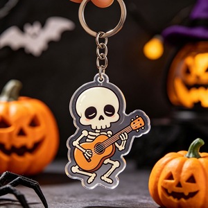 Porte-clés en acrylique mignon pour Halloween, motif citrouille, fantôme, sorcière, squelette, breloque de sac, décoration de fête, cadeau - Product Image 2