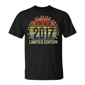 T-shirt vintage pour enfants, édition limitée 2017, pour 8 ans, chemise promotionnelle pour le 8e anniversaire - Product Image 2