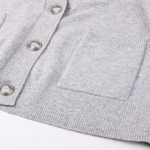 Fabricant de tricots sur mesure, uniforme scolaire, haut tricoté décontracté d'hiver à manches longues, cardigan gris à col en V, pull en cachemire pour homme - Product Image 6
