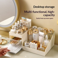 Boîte de rangement cosmétique tendance en plastique, anti-poussière, avec compartiments, organisateur de bureau pour maquillage, soins de la peau et rouges à lèvres, style européen