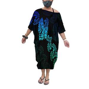Vestidos holgados de moda para mujer, Poncho con hombros descubiertos, vestidos personalizados de estilo <span class=keywords><strong>Tribal</strong></span> polinesiano con estampado de <span class=keywords><strong>tatuaje</strong></span> Floral para verano, 2022 - Product Image 2