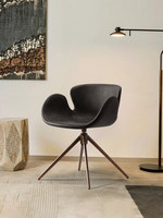 Chaise de salle à manger de luxe léger, design moderne, structure en acier, revêtement en cuir, dossier confortable, pivotante, pour la maison