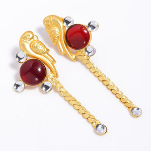 ต่างหูอัญมณีทองเหลืองชุบทอง14K ทำด้วยมือขายส่งเครื่องประดับอัญมณีทองเหลืองออกแบบได้ตามต้องการผู้ผลิตเครื่องประดับแฟชั่นตามต้องการ - Product Image 3