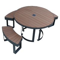 Juego de mesa y banco de pícnic para Discapacitados de madera comercial al aire libre restaurante exterior jardín parque infantil mesa de comedor con agujero para paraguas