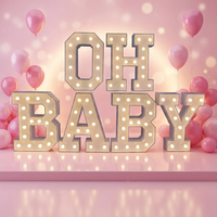 Grandes lettres 3D en mousse autoportantes, lettres LED lumineuses « OH BABY » pour mariage