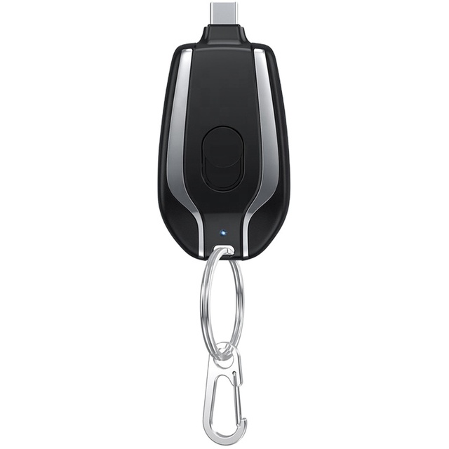Mini Portable Charger Keychain Power Bank Type-c 1500mah Fast Charging Usb Wireless Input Led Display Emergency Rental Features