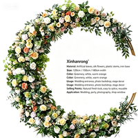 Betterlove Blauer Mond Metall-Blumenbogen Künstliche Rosen Hochzeits-Hintergrunddekoration für Weihnachten Abschlussfeier Schleierkraut Blumenmond