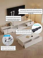 Meuble TV de luxe en bois blanc de style nordique, ensemble table basse crème moderne et minimaliste avec MDF pour petits appartements