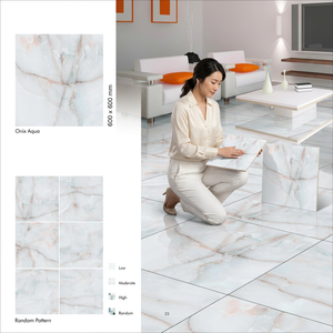 Piso de Porcelana GVT con Aspecto de Mármol Crema Marfil Comercial, 600x600mm, Azulejos de Cerámica Brillantes - Product Image 3