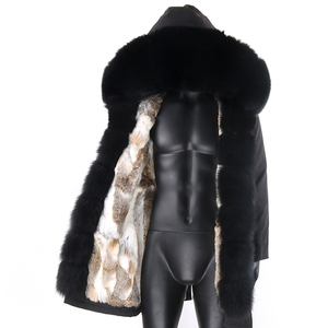 Gli uomini di Inverno Lungo Cappotto di <span class=keywords><strong>Pelliccia</strong></span> Vera <span class=keywords><strong>Pelliccia</strong></span> Giacca Con Cappuccio di <span class=keywords><strong>Pelliccia</strong></span> di Coniglio Natura Foderato Outwear <span class=keywords><strong>Uomo</strong></span> Reale di <span class=keywords><strong>Pelliccia</strong></span> lungo Parka - Product Image 5