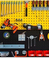 Kit de crochets robustes en métal brillant pour panneau perforé, pour garage et atelier, organisateur de rangement d'outils, clés et tournevis