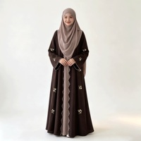 Ensemble Abaya en chocolat personnalisé pour femmes, OEM ODM, vêtements modestes, vêtements musulmans islamiques, vente en gros
