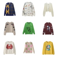 Pull tricoté en intarsia patchwork pour hommes, motif artistique coloré, streetwear de luxe, fabricant d'habillement urbain
