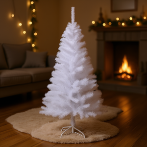 Albero di Natale Artificiale Bianco 4 Piedi in PVC con Rami Spessi, Base per Interni, Luci Non Incluse - Product Image 2