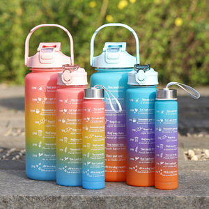 Ensemble de bouteilles d'eau dégradées, 3 pièces, bouteille de sport de grande capacité avec couvercle pop-up, portable pour hommes et femmes, couleur arc-en-ciel - Product Image 1