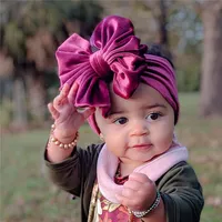 Bandeau en velours pour bébé, nouveau-né, grand nœud, pour enfants, Turban, accessoires pour cheveux,
