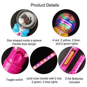 Nhiều Màu Nhựa <span class=keywords><strong>LED</strong></span> Quay Cây Đũa Phép Màu Hồng Bowknot Ánh Sáng Xoay Thanh Ánh Sáng-up Đồ Chơi Cho Cô Gái - Product Image 5
