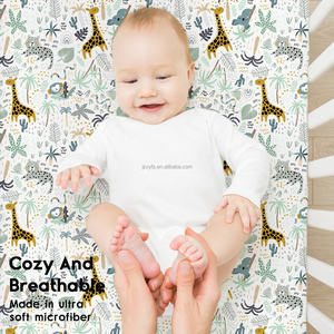 Green Giraffe Collection 100% Cotton Printed Sheet <strong>Super</strong> Fiber Knitted Craft Cartoon <strong>Crib</strong>/Children's Mattress Cover Boys Girls - Product Image 3