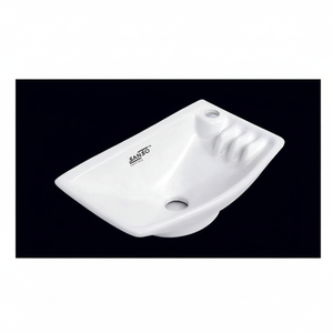 Fournisseur de stock en vrac prêt à l'emploi articles sanitaires monotrou à montage facial en céramique blanche suspendue au mur éviers de chambre à coucher forme de bassin ovale - Product Image 1