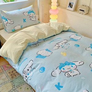 Juego de cama de 3 uds estilo infantil, fundas de almohada suaves y duraderas para la piel, bonitos estampados de dibujos animados, Sábana bajera de algodón 100% para el hogar - Product Image 5