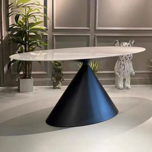 イタリアのモダンなミニマリストの楕円形のダイニングテーブルハイエンドヴィラ<span class=keywords><strong>UFO</strong></span>ロックプレートライトラグジュアリーナチュラルラグジュアリーストーンロックプレート大理石 - Product Image 4