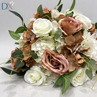 Bunga Mawar Hydrangea Sutra Buatan Warna Peach Putih Mewah Modern 40cm Set Dekorasi Bunga Meja Acara Pernikahan
