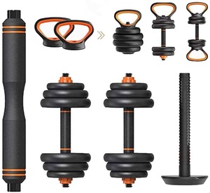 Ensemble d'haltères multifonction réglables de haute qualité avec barre en plastique remplie de sable et de ciment, orange et noir - Product Image 6