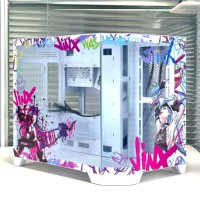 LOL Jinx Runaway Loli Anime Coque d'ordinateur personnalisée Full Side Verre trempé Vue sur mer Chambre ATX/M-ATX Mid-Tower PC Alliage d'aluminium