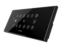 Système de maison intelligente Fox Domotics, interrupteurs muraux tactiles 6 touches, finition verre, Wi-Fi, noir et blanc, fonction variateur, indice de protection IP40