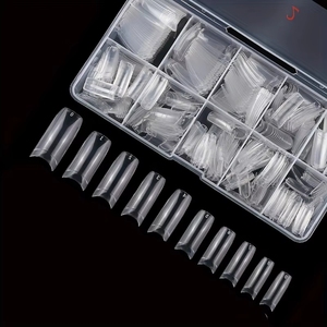 Nuevo OEM profesional transparente media cubierta puntas de <span class=keywords><strong>uñas</strong></span> artificiales puntas de manicura Prensa en <span class=keywords><strong>uñas</strong></span> postizas acrílicas - Product Image 4