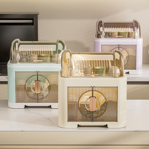 Égouttoir à vaisselle grande capacité en plastique avec couvercle anti-poussière pour rangement de cuisine - Product Image 3