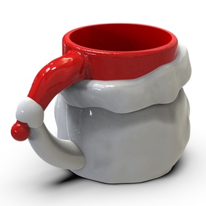 Cadeau de vacances personnalisé de haute qualité 3d tasses en céramique drôle <span class=keywords><strong>homme</strong></span> noir <span class=keywords><strong>africain</strong></span> col noué Noël Père Noël attrapant chapeau tasse à café - Product Image 6