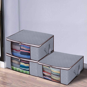 <b>Foldable</b> Non Woven Closet Organizers Storage Bag Large Storage <b>Boxes</b> for Comforters, Blankets, Clear windows - Product Image 6