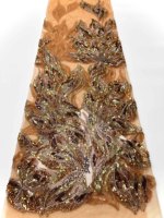 Tissu en dentelle brodée de perles de luxe