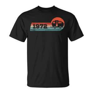 Camiseta Camping RV Camper Vintage 1972 Birthday Caravan Trailer - Product Image 1
