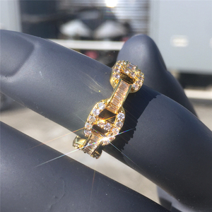 Nuovo stile zircone cubico oro placcato argento ghiacciato anelli di gioielli moda hip hop anello di diamanti - Product Image 4
