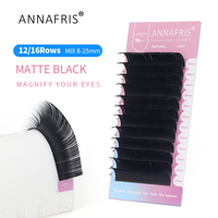 Extensions de cheveux synthétiques ANNAFRIS personnalisées avec logo, volume intense, ultra-légères, 0,05 0,07 0,10 0,12 mm, longueurs mixtes, faites à la main
