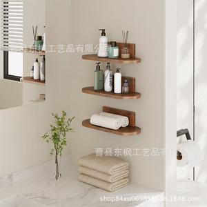 Wooden <b>Wall</b> <b>Mounted</b> <b>Shelf</b> Single Layer Rectangle Durable Multipurpose For Kitchen Bathroom Storage - Product Image 3