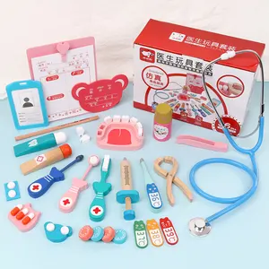 New style Wooden toy doctor tools kids educational wooden toys dentist set wooden simulation dentist set for kids