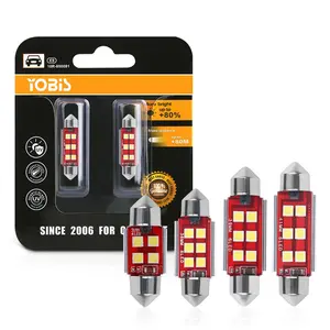 12-24v canbus led 꽃줄 3030 6SMDcar 번호판 빨간색 전구 c5w 6leds 독서 화이트 라이트