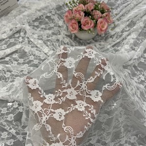 Prix bon marché dentelle blanche broderie florale maille cryptée fleur douce dentelle tissu Spandex dentelle pour robe de danse des femmes - Product Image 1