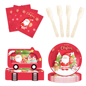 Ensemble de vaisselle de Noël personnalisé DAMAI comprenant des assiettes en papier en forme de voiture, des gobelets et des serviettes pour la décoration de table de fête de Noël - Product Image 4