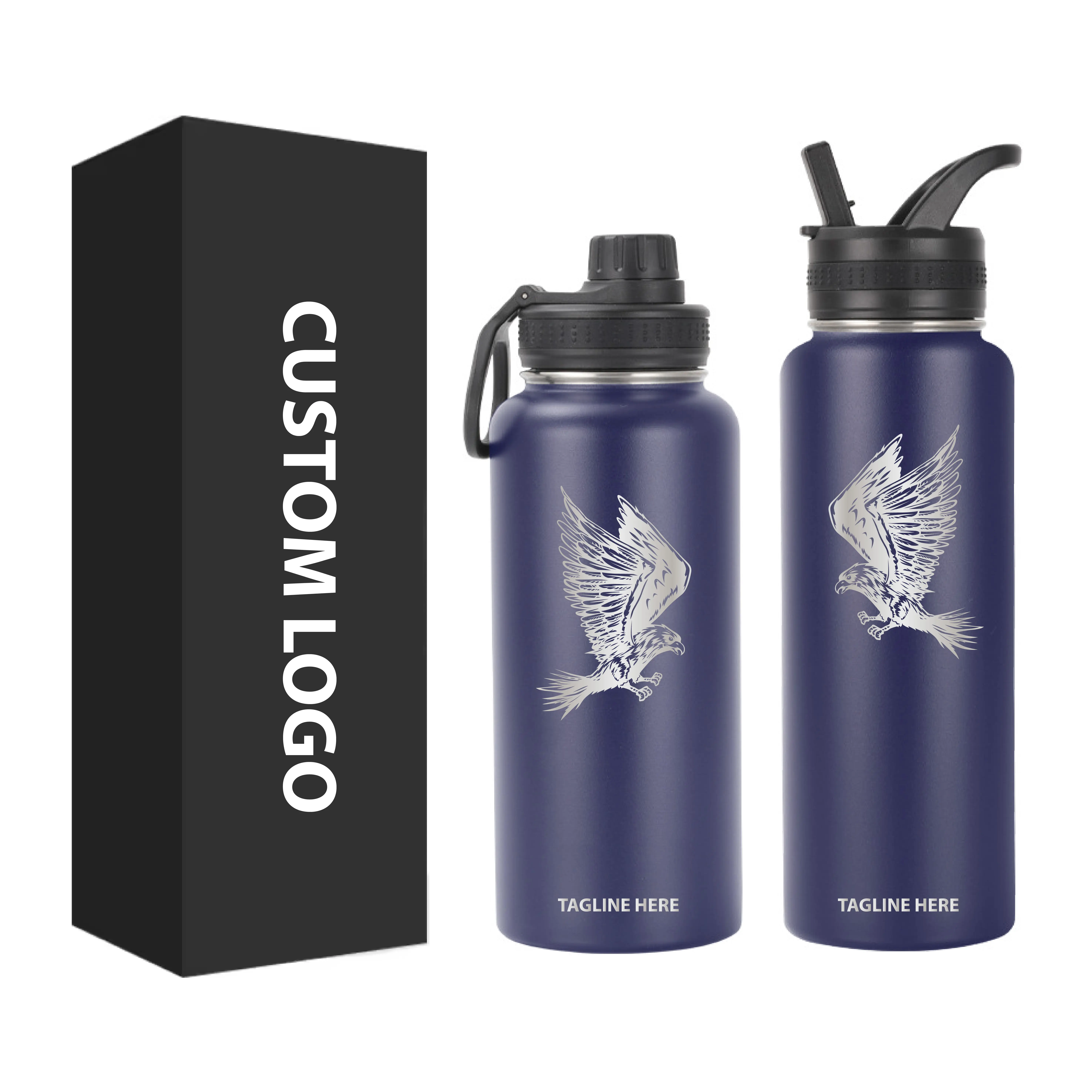 Logo personnalisé isolé sous vide Aqua Flask bouteille à boire pour le camping en plein air 32oz Gym bouteille d'eau en acier inoxydable Thermos