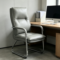 Chaise de bureau élégante à dossier haut pour PDG, chaise de direction, chaise de bureau pour bureau de PDG, moderne, grise, rembourrée, base en forme de traîneau, mobilier de conférence