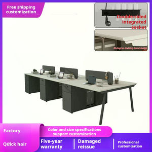 โต๊ะพนักงาน 4 ที่นั่ง 6 ช่องทำงาน เฟอร์นิเจอร์สำนักงานสมัยใหม่ โต๊ะพนักงานคู่ 4 ตัว เก้าอี้แบบคอมบิ ผลิตที่กวางตุ้ง - Product Image 4