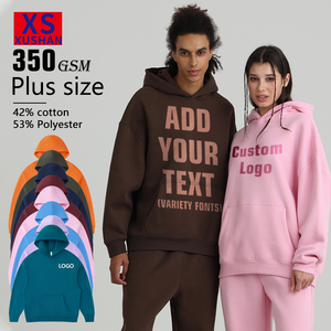 350gMen's Women's Customizable Two-Piece Pullover Fleece Sports Set Loose-Fitting Hooded Sweatshirt Winter Streetwear-style Wind