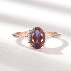 Anillo de Compromiso de Boda de Plata de Ley 925 Chapado en Oro Rosa con Circonita Cúbica Ovalada Dulce Sueño - Product Image 1