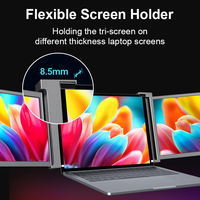Moniteur triple portable 15,6 pouces à 3 écrans pour extension d'écran d'ordinateur portable, LCD 1080P, connexion USB-C, HDMI, USB-A