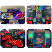 Simulateur de moto d'arcade de luxe pour 2 joueurs, double écran, à monnayeur, avec éclairage LED attrayant pour FEC